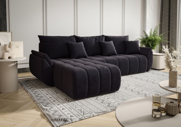 Ecksofa Schlafsofa LOUISE Stoff Monolith Grafit Ottomane Links