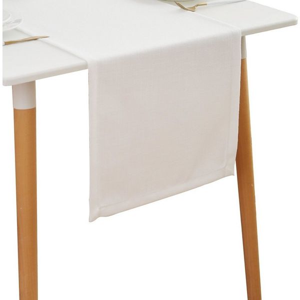 Simurq Tischläufer Leinenoptik - Lotuseffekt, Wasserabweisende & Abwaschbare (Tischläufer modern, Pflegeleicht & fleckenabweisend Läufer, tischläufer grau - tischläufer weiß)