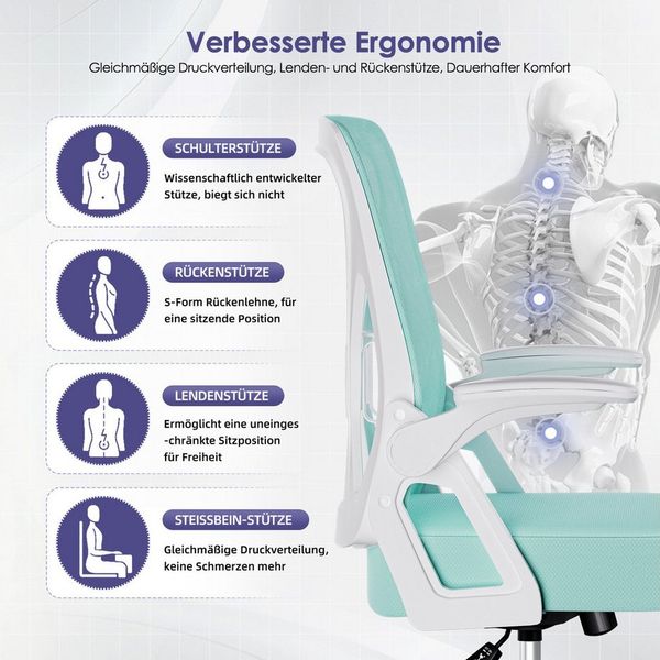 Hiazurm Bürostuhl Bürostuhl,Chefsessel aus Mesh,Ergonomischer Schreibtischstuhl (Verstellbarer Armlehnen, Lendenwirbelstütze,Drehstuhl Wippfunktion,Atmungsaktiv), Verlängerte und Verbreiterte Rückenlehne, Bis 155 kg,Schwarz