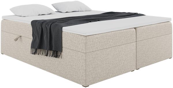 MEBLINI Boxspringbett LIONEL 140x200 cm mit Bettkasten - H4/Beige Webstoff Polsterbett - Doppelbett mit Topper & Taschenfederkern-Matratze Bild 2