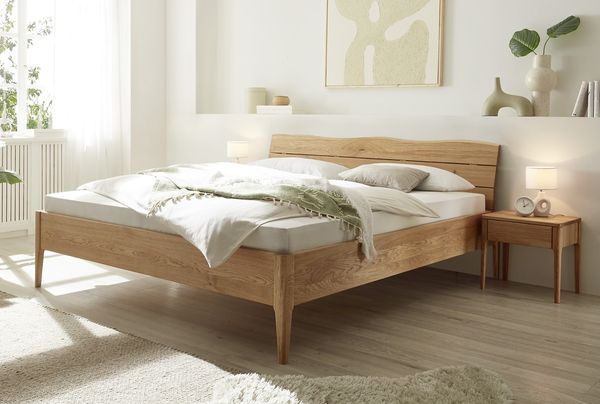 Doppelbett Metallfrei 'Natura Oak I' 180x200cm Wildeiche massiv