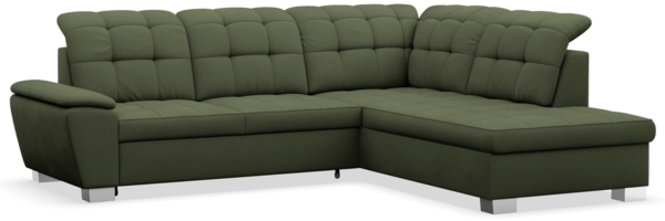 Selsey 'Jamaal' Ecksofa mit Schlaffunktion und Stauraum rechtsseitig, khaki