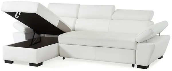 Vente-unique - JONOVA Sofa Leder Weiß - B 154 cm x H 83 cm x L 256 cm Bild 7