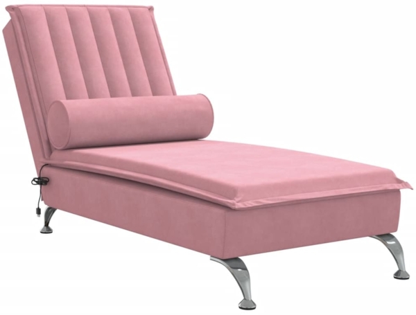 vidaXL Massage-Chaiselongue mit Nackenrolle Rosa Samt 379462