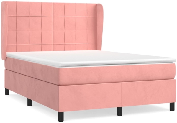vidaXL Boxspringbett mit Matratze Rosa 140x190 cm Samt 3129212