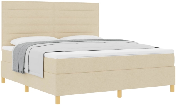 vidaXL Boxspringbett mit Matratze Creme 180x200 cm Stoff 3339565