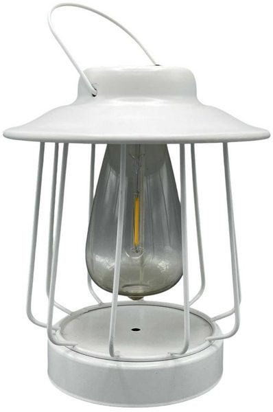 Coen Bakker Deco BV LED Solarleuchte, Lichtsensor, LED, warmweiß, Laterne weiß Metall Retro-Optik 16x18 cm