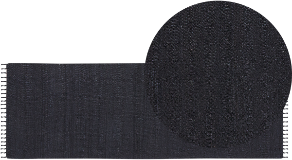 Teppich Jute schwarz 80 x 300 cm Kurzflor SINANKOY