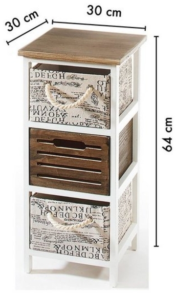 Kobolo Kommode Holzregal Regal mit 3 Schubfächern 64 cm Bild 4