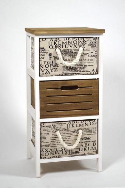 Kobolo Kommode Holzregal Regal mit 3 Schubfächern 64 cm Bild 1