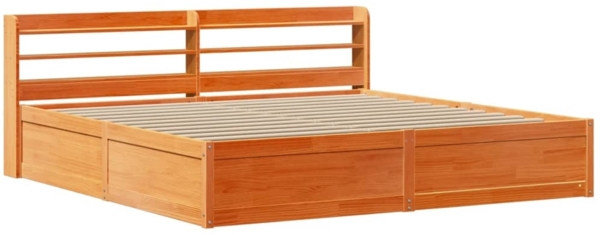 vidaXL Massivholzbett mit Kopfteil Wachsbraun 200x200 cm Kiefer 3307073