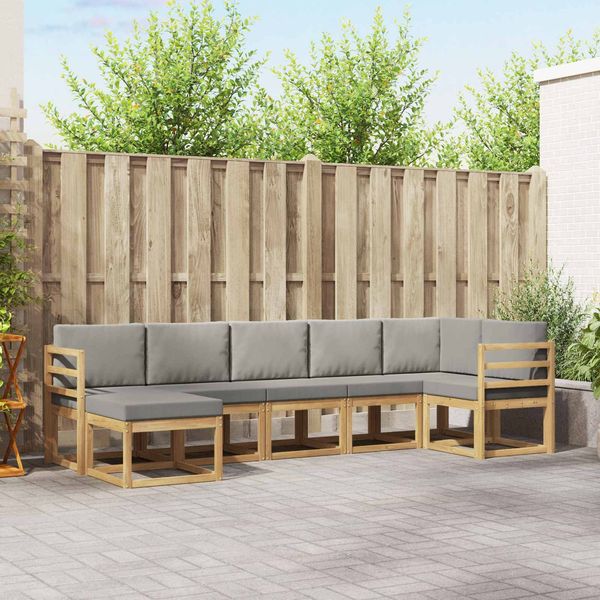 vidaXL Outdoor-Sofagarnitur mit Kissen 7 pcs Weiß und Hellgrau 3387930