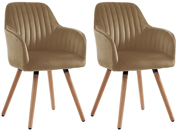 Vente-unique - ELEANA Stuhl SamtStoff Beige - B 58 cm x H 85 cm x L 56 cm