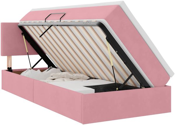 vidaXL LED-Speicherbett mit Matratze Rosa 90 x 200 cm Samt 3371312