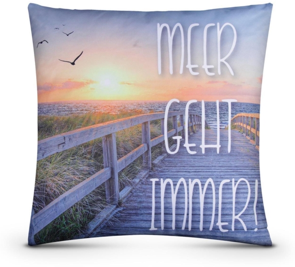 Outdoor Kissen ( 45 x 45 cm ) "Meer" Dekokissen Fotodruck - Reißverschluss - Schmutz Wasserabweisend Garten - abnehmbarer Kissenbezug