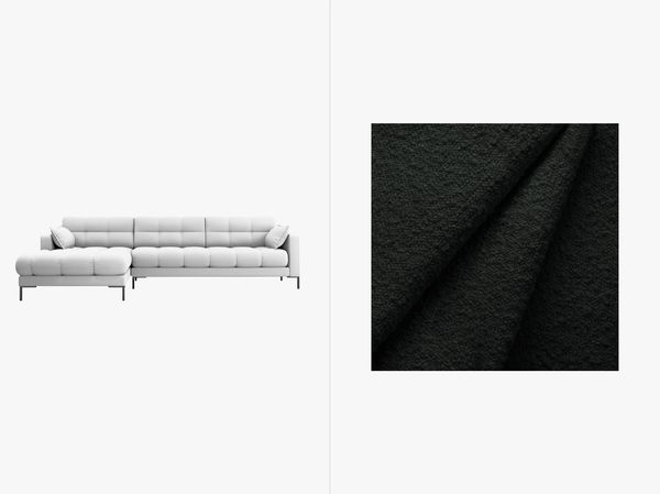 Micadoni Ecksofa Mamaia 5-Sitzer Links Boucle Baloo Schwarz schwarze Beine