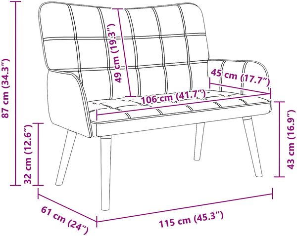 vidaXL 2-Sitzer Sofa Weiß 115 x 61 x 87 cm Stoff 42028900 Bild 9