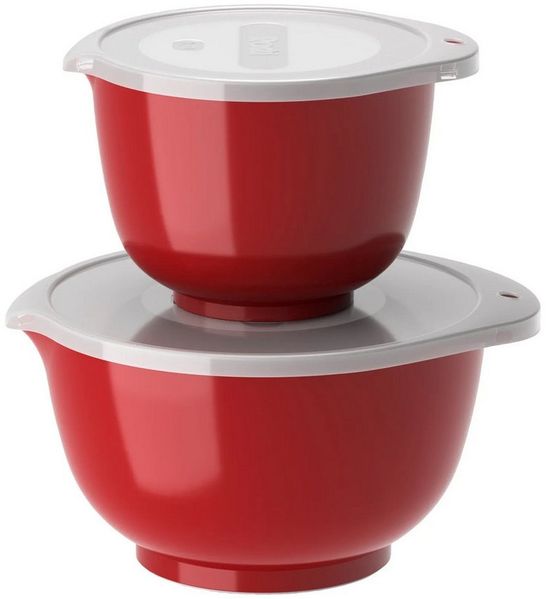 ROSTI Rührschüssel Margrethe Schüssel Set 2L + 3L rot, Kunststoff, (2 Schüssel + 2 Deckel, 4-tlg)