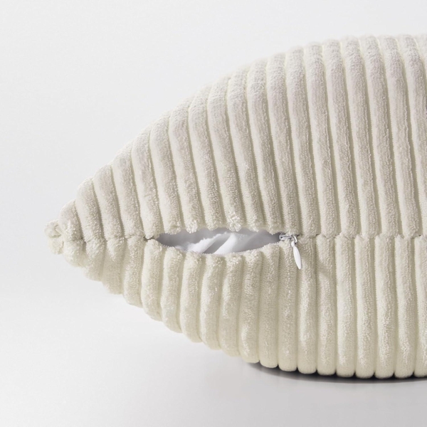 2er Set Kissenbezug 50x50 Creme Kordsamt gestreiftes Muster Sofakissen Bild 3