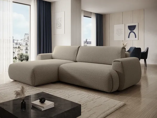 Vente-unique - MONELIA Sofa Stoff Schokoladenbraun - B 167 cm x H 81 cm x L 270 cm