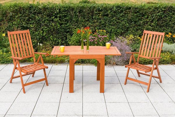 Vitoria Gartenmöbel Set 3tlg, 2 Klappsessel, Balkonausziehtisch