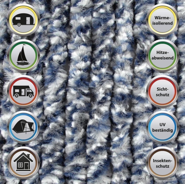 Flauschvorhang in Sondergröße - Türvorhang Breite: 140cm - Länge: 275cm, Blau Meliert Bild 3