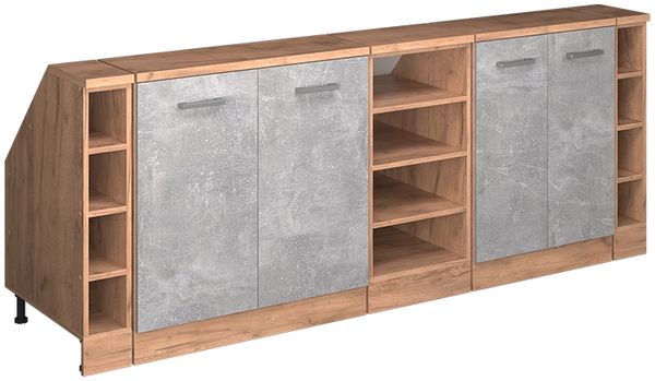 Dachschrägenschrank-Set Rion Beton 210 cm 5er Set Schrankkorpuss 60 cm Tiefe Vicco