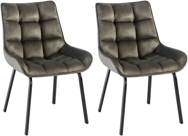 CLP 2er Set Esszimmerstuhl Saranda mit Rückenlehne und schwarzem Metallgestell,anthrazit Samt
