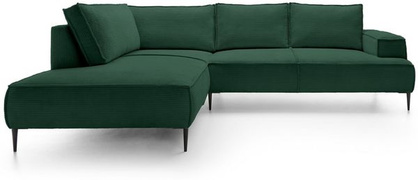 Goldstoff Ecksofa Cord VESPA L Beige – großes Wohnlandschaft Sofa L-Form, Großzügige Sitzfläche