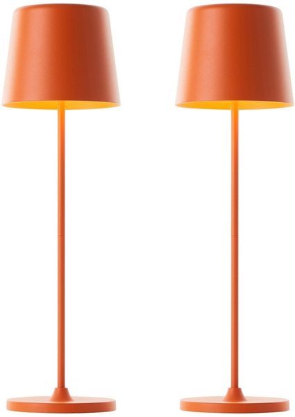 Brilliant LED Tischleuchte Kaami - mobile LED Außen Akku Tischlampe 2er-Set, Dimmfunktion, mehrere Helligkeitsstufen, LED fest integriert, Warmweiß, 310 lm, Touchdimmer, USB, Akku, Outdoor, Indoor, Akkuleuchte 37cm hoch