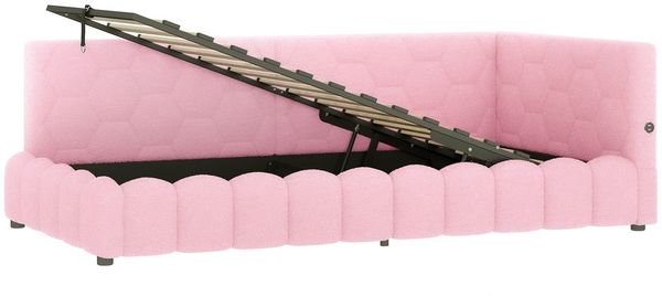 Schlafsofa mit Bettfunktion, Stauraum und Lattenrost, 90x200 cm, Polsterbett, Einzelbett, Jugendbett, Bezug aus Vlies Bild 7