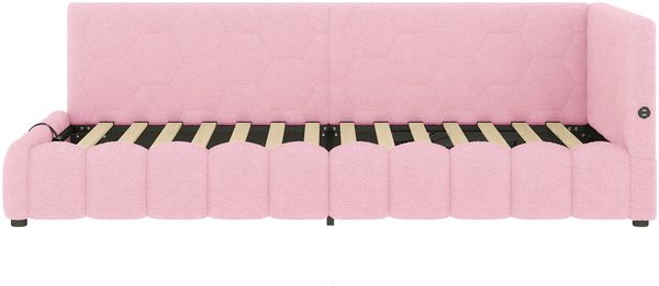 Schlafsofa mit Bettfunktion, Stauraum und Lattenrost, 90x200 cm, Polsterbett, Einzelbett, Jugendbett, Bezug aus Vlies Bild 6