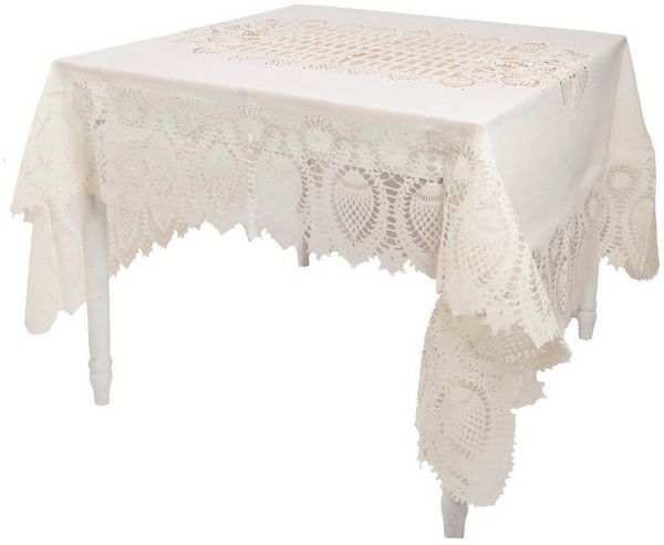 SCHÖNER LEBEN. Tischdecke Tischdecke Outdoor Häkelspitze Amira beige 137x180cm, abwaschbar