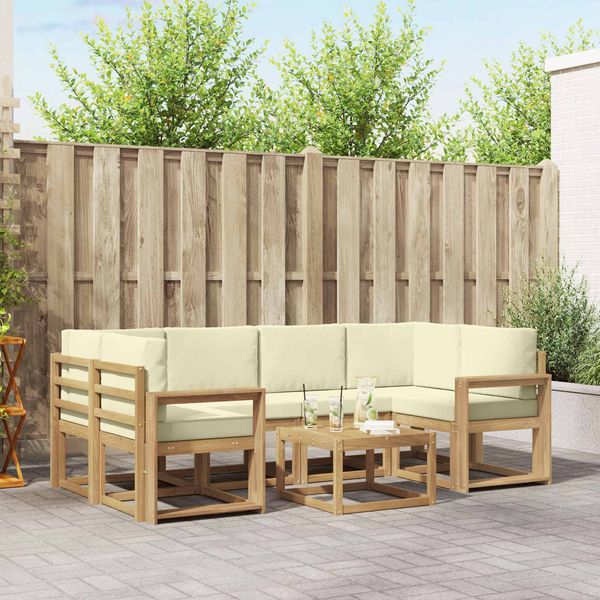 vidaXL Outdoor-Sofagarnitur mit Kissen 7 pcs Weiß und Creme 3387319