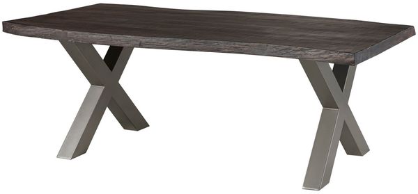 Baumtisch Mango 180x90x77 grau lackiert / X-Beine silber matt FREEFORM 5