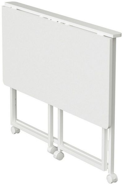 Maclean MC-1250 W Klappbarer Mobiler Schreibtisch Weiß 100x50 cm Stahlgestell 50 kg belastbar Computertisch Arbeitstisch Büro Tisch auf Rollen