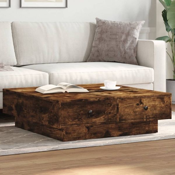 vidaXL Couchtisch Räuchereiche 90x90x28 cm Holzwerkstoff 848091