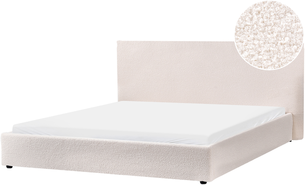Bett mit Lattenrost Bouclé LAVAUR 180 x 200 cm Cremeweiß