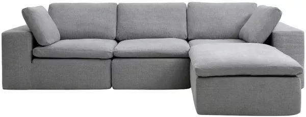 Vente-unique - CORTOLINE Sofa Stoff Grau - B 199 cm x H 83 cm x L 304 cm