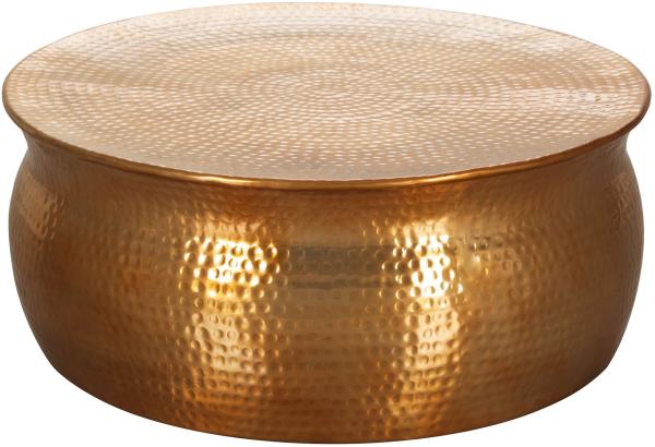 Wohnling Couchtisch KAREM 75 x 31 x 75 cm Aluminium Beistelltisch orientalisch rund, Gold