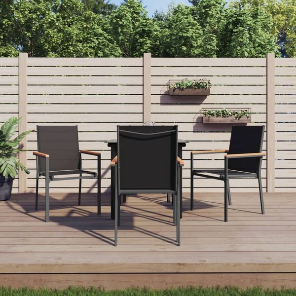 vidaXL 5-tlg. Garten-Essgruppe Schwarz Textilene und Stahl 3187042