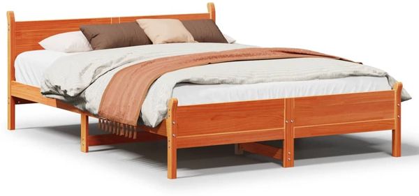 vidaXL Massivholzbett ohne Matratze Wachsbraun 150x200 cm Kiefernholz 855590 Bild 2