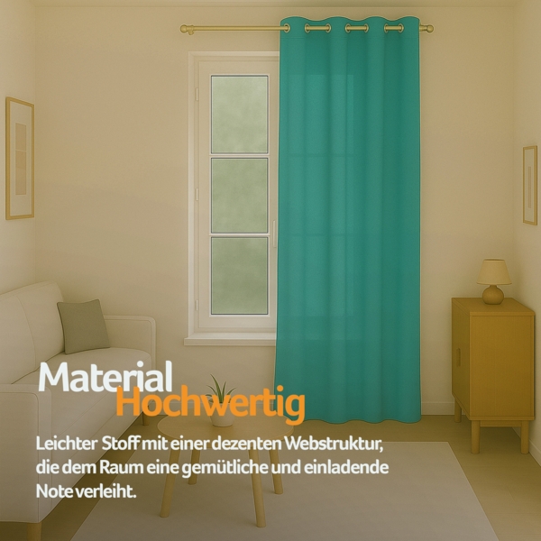 Bestlivings Blickdichte, Gardine mit Ösen, in vielen Größen und Farben 140x245 cm Türkis Bild 4
