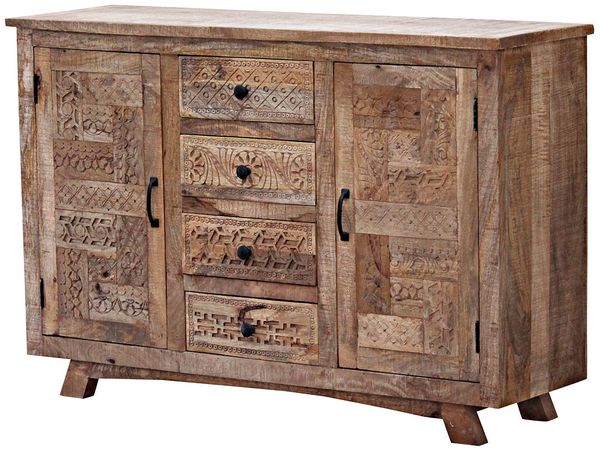 Indische Kommode Asmahan, Mangoholz, 135 x 40 x 90 cm