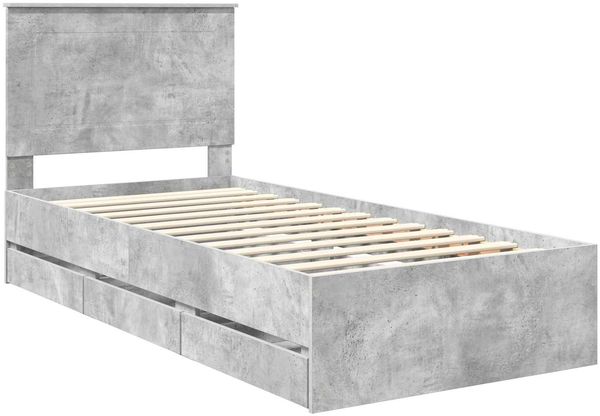 vidaXL Bettrahmen mit Kopfteil Beton Grau 75 x 190 cm Ingenieurs Holz 3409513 Bild 4