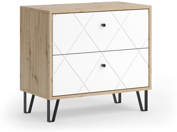 Nachttisch Nizza Artisan-Eiche 66 x 60.2 cm mit 2 Schubladen Vicco