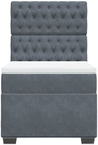 vidaXL Boxspringbett mit Matratze Dunkelgrau 100x200 cm Samt 3290841 Bild 4