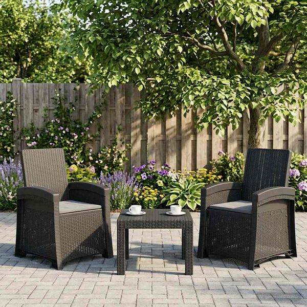 vidaXL Liegesessel Garten Rattan-Optik 2 pcs Anthrazit PP 8012017