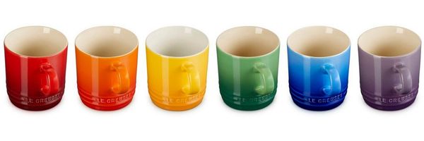 LE CREUSET Cappuccinotasse Regenbogen-Set mit 6 Tassen, 200 ml, Steinzeug, 79114205219030