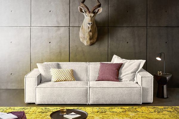 KAWOLA Sofa SAMU 2-Sitzer Stoff weiß 72 x 106 x 236 cm